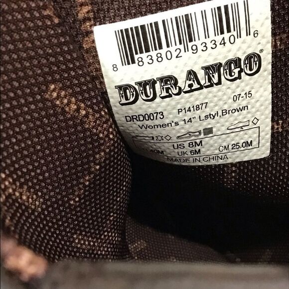 Durango Brown Western Style Leather Platform Riding Boots Tall Boot Size 8 - Picture 15 of 16